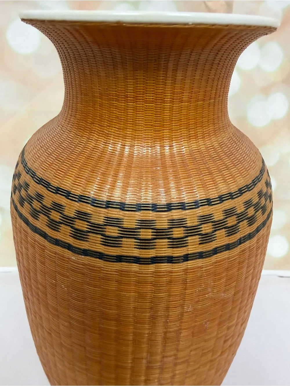 Vintage Woven Bamboo Wrapped & Encased Vase